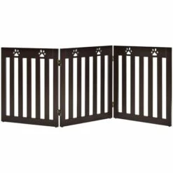 HELLOSHOP26 Barrière De Sécurité En Bois Pour Chiens Avec Charnières Flexibles à 360° Et 3 Panneaux 60 Cm Marron - Bois