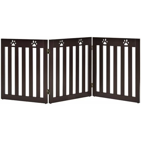HELLOSHOP26 Barrière De Sécurité En Bois Pour Chiens Avec Charnières Flexibles à 360° Et 3 Panneaux 60 Cm Marron - Bois 1 HELLOSHOP26 Barrière De Sécurité En Bois Pour Chiens Avec Charnières Flexibles à 360° Et 3 Panneaux 60 Cm Marron - Bois