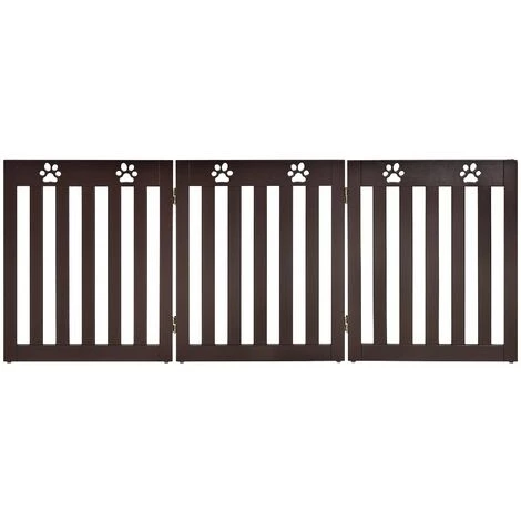 HELLOSHOP26 Barrière De Sécurité En Bois Pour Chiens Avec Charnières Flexibles à 360° Et 3 Panneaux 60 Cm Marron - Bois 2 HELLOSHOP26 Barrière De Sécurité En Bois Pour Chiens Avec Charnières Flexibles à 360° Et 3 Panneaux 60 Cm Marron - Bois – Image 2