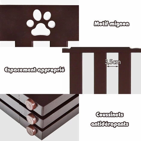 HELLOSHOP26 Barrière De Sécurité En Bois Pour Chiens Avec Charnières Flexibles à 360° Et 3 Panneaux 60 Cm Marron - Bois 3 HELLOSHOP26 Barrière De Sécurité En Bois Pour Chiens Avec Charnières Flexibles à 360° Et 3 Panneaux 60 Cm Marron - Bois – Image 3
