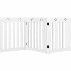 HELLOSHOP26 Barrière De Sécurité En Bois Pour Chiens Avec Charnières Flexibles à 360° Et 3 Panneaux 60 Cm Blanc - Blanc