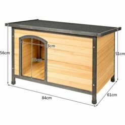 COSTWAY Niche Pour Chien En Bois Avec Toit à Charnières Entrée Et Plancher Amovible Résistante Aux Intempéries Pour Animaux -Niche, chenil, enclos et parc pour chien Soldes 2022 37864780 5