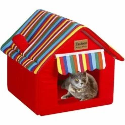 BEARSU De Lapin Tente Lit De Lapin Cabane Pliable Amovible Lavable Tapis Coussin Chaud Pour Chien Portable Fournitures Pour Animaux, Petit 36 * 36 * 39cm