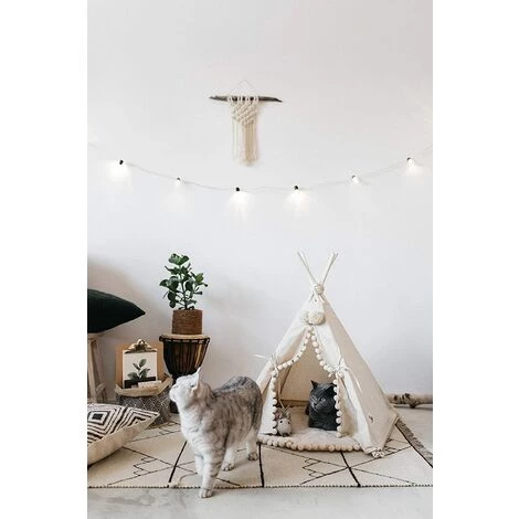 BEARSU Tipi Pour Chien, Tipi Pour Chat, Tipi Pour Animal De Compagnie, Moderne Lit Pour Chat, Petit Lit Pour Chien En Tissu Naturel Et En Bois! (PETIT) 3 BEARSU Tipi Pour Chien, Tipi Pour Chat, Tipi Pour Animal De Compagnie, Moderne Lit Pour Chat, Petit Lit Pour Chien En Tissu Naturel Et En Bois! (PETIT) – Image 3