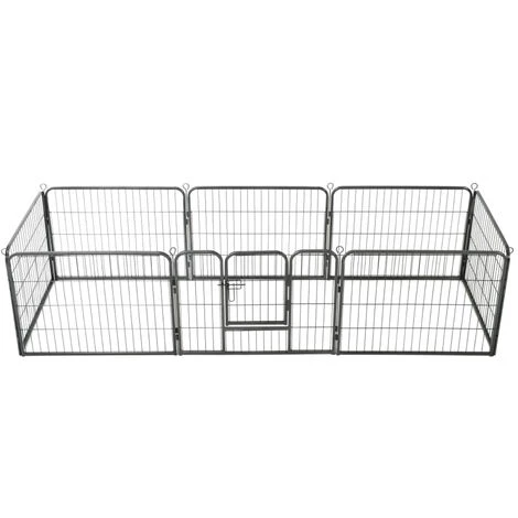 HAPPYSHOPPING Parc Pour Chiens 8 Panneaux Acier 60 X 80 Cm Noir 1 HAPPYSHOPPING Parc Pour Chiens 8 Panneaux Acier 60 X 80 Cm Noir