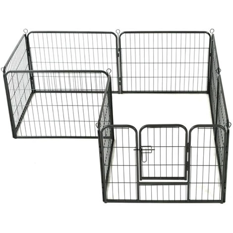 HAPPYSHOPPING Parc Pour Chiens 8 Panneaux Acier 60 X 80 Cm Noir 4 HAPPYSHOPPING Parc Pour Chiens 8 Panneaux Acier 60 X 80 Cm Noir – Image 4