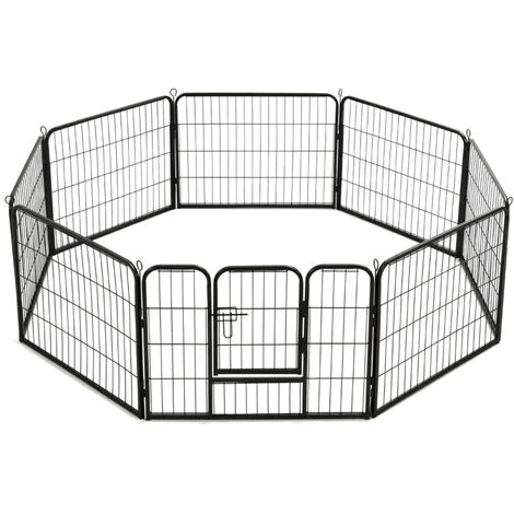 HAPPYSHOPPING Parc Pour Chiens 8 Panneaux Acier 60 X 80 Cm Noir 5 HAPPYSHOPPING Parc Pour Chiens 8 Panneaux Acier 60 X 80 Cm Noir – Image 5