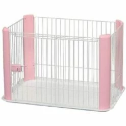 Iris Ohyama, Parc à Chiot / Enclos Pour Chien D'intérieur Avec Base Porte Coulissante Verrouillable, Crochets De Fermeture Pour Assemblage Facile Pour Chien - Pet Circle CLS-960, Rose