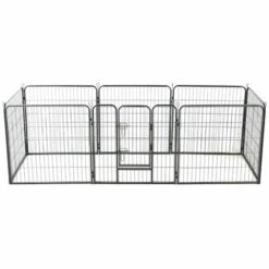 HAPPYSHOPPING Parc Pour Chiens 8 Panneaux Acier 80 X 80 Cm Noir