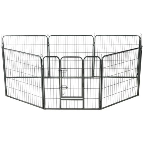 HAPPYSHOPPING Parc Pour Chiens 8 Panneaux Acier 80 X 80 Cm Noir 3 HAPPYSHOPPING Parc Pour Chiens 8 Panneaux Acier 80 X 80 Cm Noir – Image 3