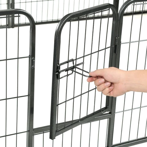 HAPPYSHOPPING Parc Pour Chiens 12 Panneaux Acier 80 X 60 Cm Noir 2 HAPPYSHOPPING Parc Pour Chiens 12 Panneaux Acier 80 X 60 Cm Noir – Image 2