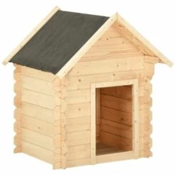 HAPPYSHOPPING Niche Pour Chiens 125x80x100 Cm Bois De Pin Massif 14 Mm