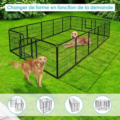GOPLUS Parc/Enclos Pour Animaux En Métal, Parc Pliable à 8 Panneaux, Différente Forme, Porte à Double Verrou, Cl?ture Pour Intérieur Et Extérieur, Hauteur 100 Cm, Pour Chien, Chiot, Chat, Lapin 2 GOPLUS Parc/Enclos Pour Animaux En Métal, Parc Pliable à 8 Panneaux, Différente Forme, Porte à Double Verrou, Cl?ture Pour Intérieur Et Extérieur, Hauteur 100 Cm, Pour Chien, Chiot, Chat, Lapin – Image 2