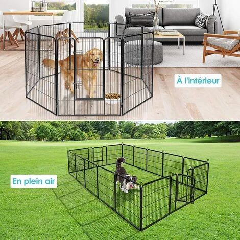 GOPLUS Parc/Enclos Pour Animaux En Métal, Parc Pliable à 8 Panneaux, Différente Forme, Porte à Double Verrou, Cl?ture Pour Intérieur Et Extérieur, Hauteur 100 Cm, Pour Chien, Chiot, Chat, Lapin 5 GOPLUS Parc/Enclos Pour Animaux En Métal, Parc Pliable à 8 Panneaux, Différente Forme, Porte à Double Verrou, Cl?ture Pour Intérieur Et Extérieur, Hauteur 100 Cm, Pour Chien, Chiot, Chat, Lapin – Image 5
