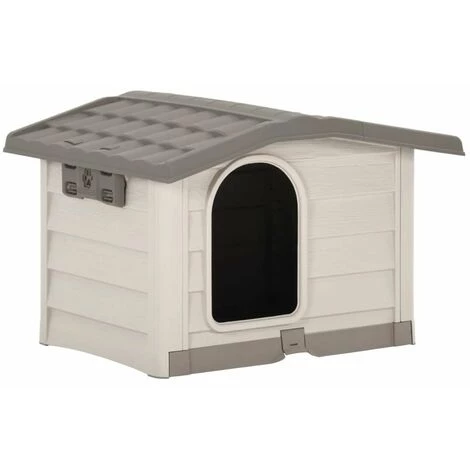 HAPPYSHOPPING Niche Pour Chiens Beige Et Marron 89x75x62 Cm 1 HAPPYSHOPPING Niche Pour Chiens Beige Et Marron 89x75x62 Cm