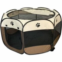 THSINDE Rangement Facile Pliable Salle D'accouchement Litière Pour Chat Octogonale Cage Pour Chien Tente Pour Chien Intérieur Ménage Tissu Oxford Clôture Pour Animaux De Compagnie 74 * 74 * 43, Beige -Niche, chenil, enclos et parc pour chien Soldes 2022 40296092 3