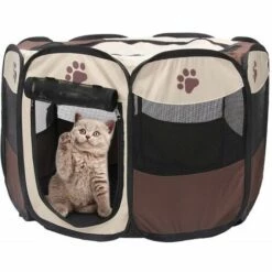 THSINDE Clôture Pour Animaux Pliable Pour Animaux De Compagnie-marron