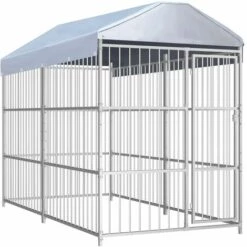 Topdeal Chenil D'extérieur Avec Toit Pour Chiens 300 X 150 X 200 Cm