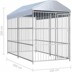 Topdeal Chenil D'extérieur Avec Toit Pour Chiens 300 X 150 X 200 Cm 9 Topdeal Chenil D'extérieur Avec Toit Pour Chiens 300 X 150 X 200 Cm -Niche, chenil, enclos et parc pour chien Soldes 2022 42288604 5