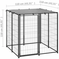Chenil Noir 110x110x110 Cm Acier VidaXL - Noir -Niche, chenil, enclos et parc pour chien Soldes 2022 42298285 3