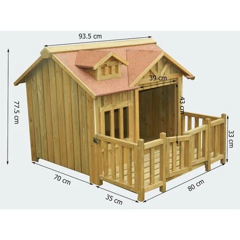 HELLOSHOP26 Niche à Chien XL Maison Pour Chien Bois Massif Terrasse - Bois 2 HELLOSHOP26 Niche à Chien XL Maison Pour Chien Bois Massif Terrasse - Bois – Image 2