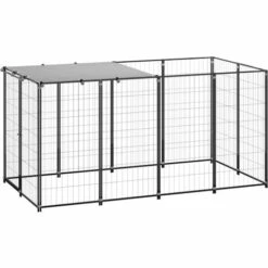 Chenil Noir 2,42 M² Acier VidaXL - Noir