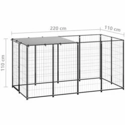 Chenil Noir 2,42 M² Acier VidaXL - Noir -Niche, chenil, enclos et parc pour chien Soldes 2022 43180689 3