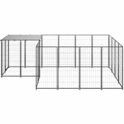 VidaXL Chenil Noir 6,05 M² Acier - Noir -Niche, chenil, enclos et parc pour chien Soldes 2022 43219434 3