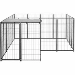 VidaXL Chenil Noir 6,05 M² Acier - Noir -Niche, chenil, enclos et parc pour chien Soldes 2022 43219434 5