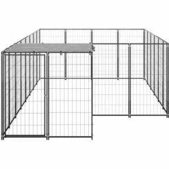 VidaXL Chenil Noir 8,47 M² Acier - Noir -Niche, chenil, enclos et parc pour chien Soldes 2022 43219435 3
