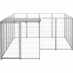 Chenil Argenté 6,05 M² Acier VidaXL -Niche, chenil, enclos et parc pour chien Soldes 2022 43219438 3