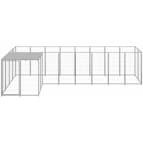 Chenil Argenté 6,05 M² Acier VidaXL 2 Chenil Argenté 6,05 M² Acier VidaXL – Image 2