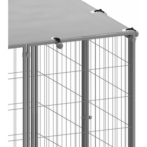 VidaXL Chenil Argenté 15,73 M² Acier - Argent 5 VidaXL Chenil Argenté 15,73 M² Acier - Argent – Image 5