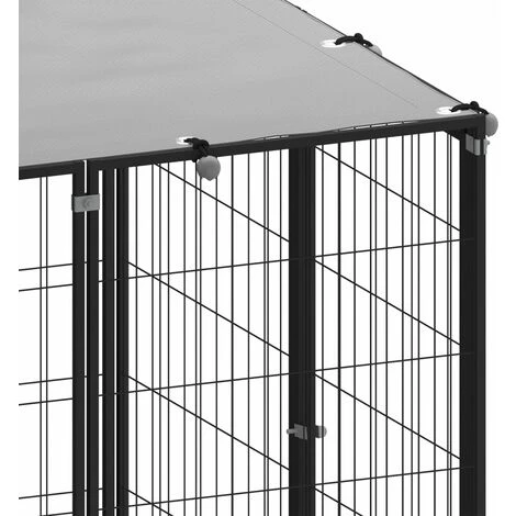 VidaXL Chenil Noir 25,41 M² Acier - Noir 5 VidaXL Chenil Noir 25,41 M² Acier - Noir – Image 5