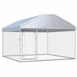 GROSMONDE Chenil Extérieur Avec Toit Pour Chiens 200 X 200 X 135 Cm