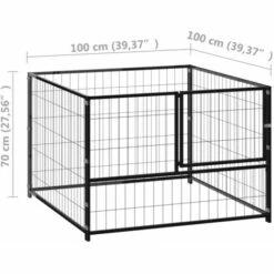 Chenil Noir 100x100x70 Cm Acier VidaXL -Niche, chenil, enclos et parc pour chien Soldes 2022 47154527 5