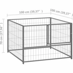 Chenil Argenté 100x100x70 Cm Acier VidaXL -Niche, chenil, enclos et parc pour chien Soldes 2022 47154528 5