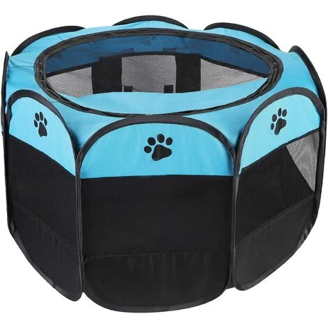 READCLY Parc Pliable Pour Animaux De Compagnie Tente De Cage Portable Tente Oxford Respirante Pour Petits Animaux Tente De Chiot Imperméable Chaton Lapin Hamster Chinchilla Cochon D'Inde (74x74x43cm) Bleu + Noir 2 READCLY Parc Pliable Pour Animaux De Compagnie Tente De Cage Portable Tente Oxford Respirante Pour Petits Animaux Tente De Chiot Imperméable Chaton Lapin Hamster Chinchilla Cochon D'Inde (74x74x43cm) Bleu + Noir – Image 2