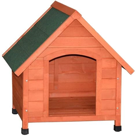 @Pet Niche Pour Chiens Avec Rabats En Plastique Naturel 88x78x80 Cm - Brun 2 @Pet Niche Pour Chiens Avec Rabats En Plastique Naturel 88x78x80 Cm - Brun – Image 2