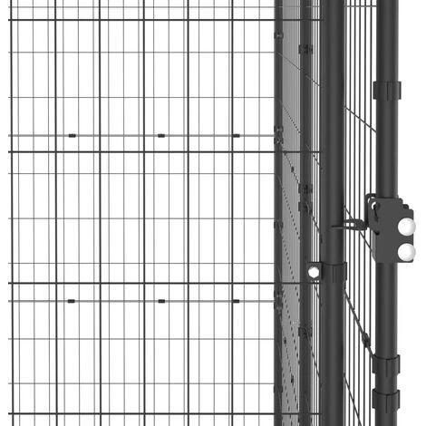 VidaXL Chenil D'extérieur Pour Chiens Acier 110x220x180 Cm - Noir 5 VidaXL Chenil D'extérieur Pour Chiens Acier 110x220x180 Cm - Noir – Image 5