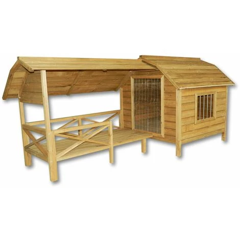 HELLOSHOP26 Niche Pour Chien Maison XXL Porte à Lamelles Bois Balcon 208 Cm Terrasse Chien Jardin - Bois 1 HELLOSHOP26 Niche Pour Chien Maison XXL Porte à Lamelles Bois Balcon 208 Cm Terrasse Chien Jardin - Bois