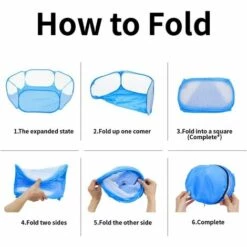 Stylo Jeu Pliable Portable Petits Animaux Avec Sac Rangement,Respirante Tente Cage Clôture D'exercice Pour Animaux Cochon D'Inde,Lapins,Hamster,Chinchillas,hérissons,Chats（bleue）, Fontainebleau -Niche, chenil, enclos et parc pour chien Soldes 2022 51211962 3