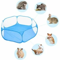 Stylo Jeu Pliable Portable Petits Animaux Avec Sac Rangement,Respirante Tente Cage Clôture D'exercice Pour Animaux Cochon D'Inde,Lapins,Hamster,Chinchillas,hérissons,Chats（bleue）, Fontainebleau -Niche, chenil, enclos et parc pour chien Soldes 2022 51211962 4