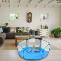 Stylo Jeu Pliable Portable Petits Animaux Avec Sac Rangement,Respirante Tente Cage Clôture D'exercice Pour Animaux Cochon D'Inde,Lapins,Hamster,Chinchillas,hérissons,Chats（bleue）, Fontainebleau -Niche, chenil, enclos et parc pour chien Soldes 2022 51211962 5
