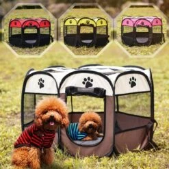 TANABATA Parc Pour Chien Pour Animaux De Compagnie - Tente Pliante Pour Animaux De Compagnie Tissu Oxford Portable Étanche Résistant Aux Rayures Octogonal Couverture D'ombre Amovible Petits Chiots/Chats -Niche, chenil, enclos et parc pour chien Soldes 2022 51265998 5