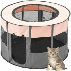 TANABATA Clôture Ronde Intérieure/extérieure Pour Parc Animalier Portable Pliable (Gray-S)