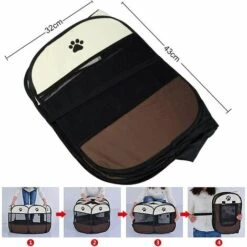 TANABATA Tente Pour Animaux De Compagnie Pliable. Maison En Résille à 8 Ppanneaux. Chenil De Parc à Chiots Pour Chien. Chat Et Lapin(Marron.S) -Niche, chenil, enclos et parc pour chien Soldes 2022 51266003 4