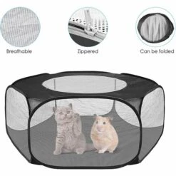 TANABATA Parc à Animaux Pliable Parc à Chiots, Parc Enclos Pour Chien Interieur Extérieur Tente Pour Animaux De Compagnie, Imperméable Et Respirant, Pour Chats Lapins Hamsters Chinchillas Hérisson (Noir) -Niche, chenil, enclos et parc pour chien Soldes 2022 51266010 4