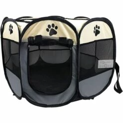 TANABATA Parc Pliable Pour Animal Domestique. 8 Panneaux En Maille Pour Chiot. Chat. Lapin. Petits Animaux (73 X 73 X 43 Cm. Gris)