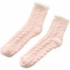 LIFCAUSAL Chaussettes De Couchage En Molleton De Corail De Couleur Unie D'automne Et D'hiver Chaussettes Chaudes épaississantes Rose Clair